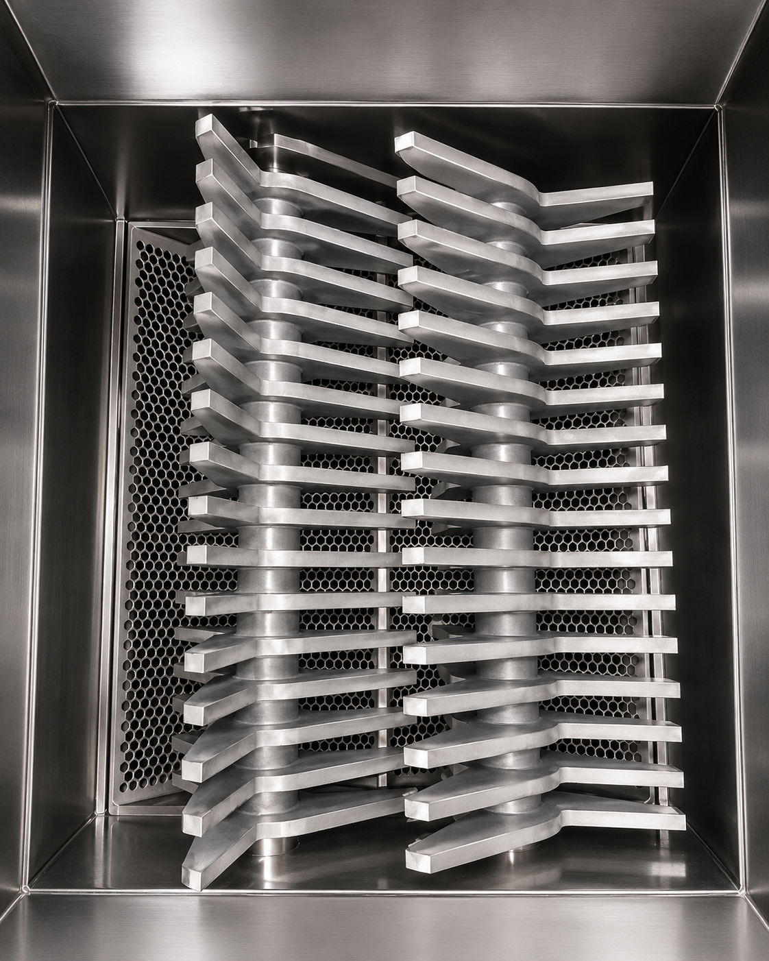 Clean delumper intermeshing cutters inside the machine