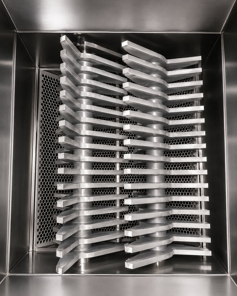 Clean delumper intermeshing cutters inside the machine