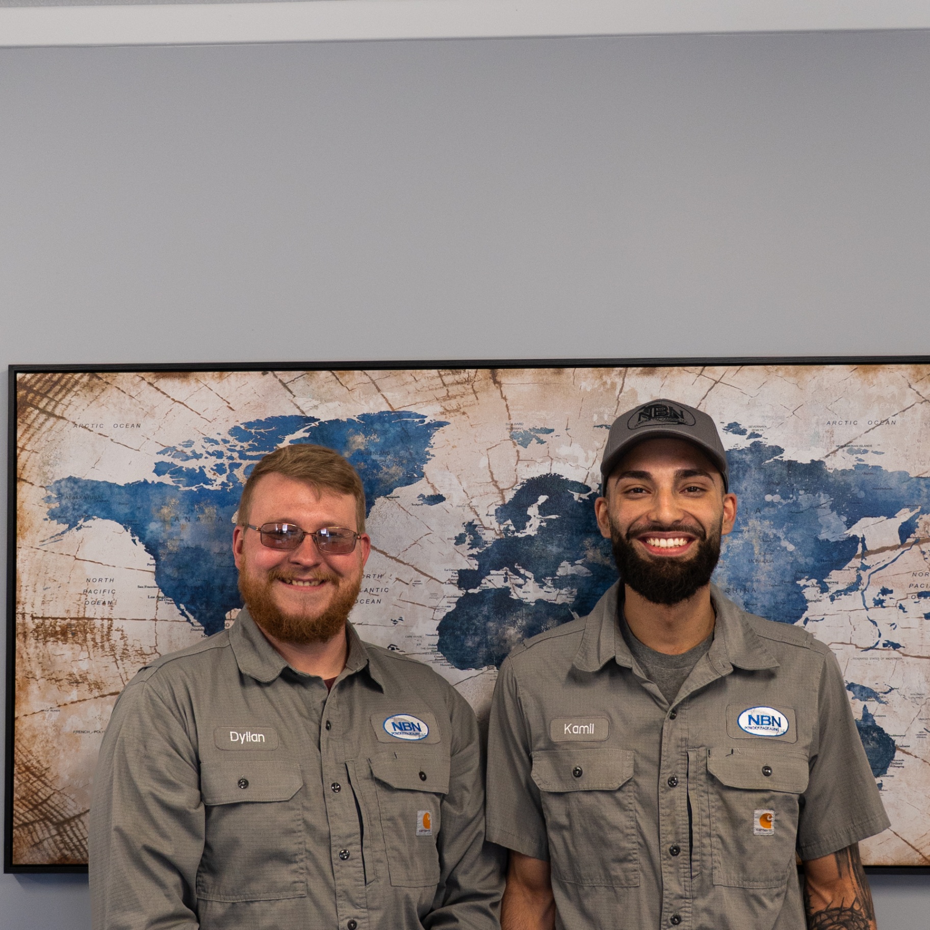 Production supervisors Dyllan Lane and Kamil Ortiz on the U.S. Chemical Services production floor
