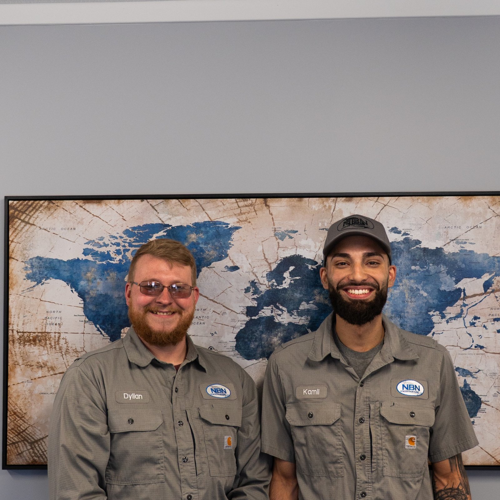 Production supervisors Dyllan Lane and Kamil Ortiz on the U.S. Chemical Services production floor